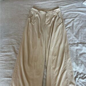 SHEIN Tan Wide-Leg Beige/ Tan Women's Pants